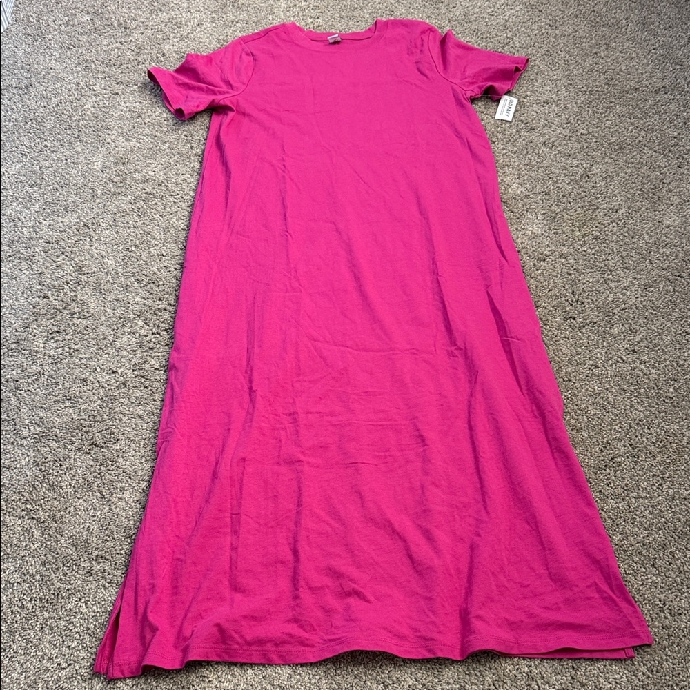Old Navy Mp Hot Pi k Maxi T- Shirt Dress, slits at sides, $15